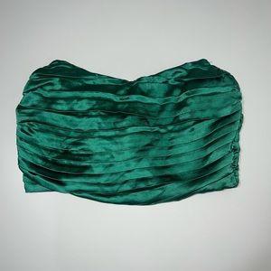Princess Polly strapless satin green crop top